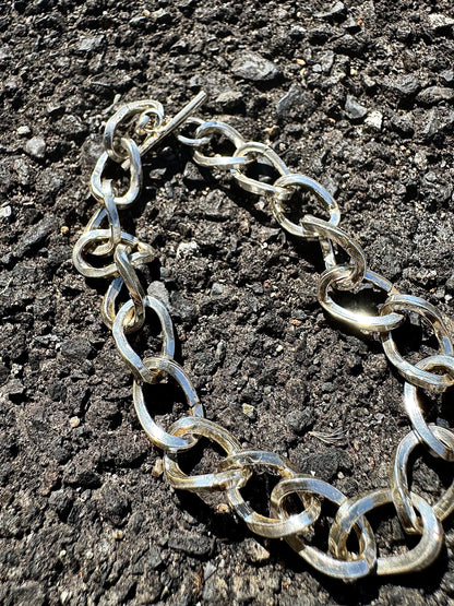 Bend Silver Chain Bracelet